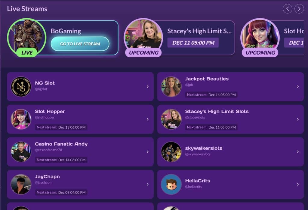 Live Streams Influencers at PlayFame